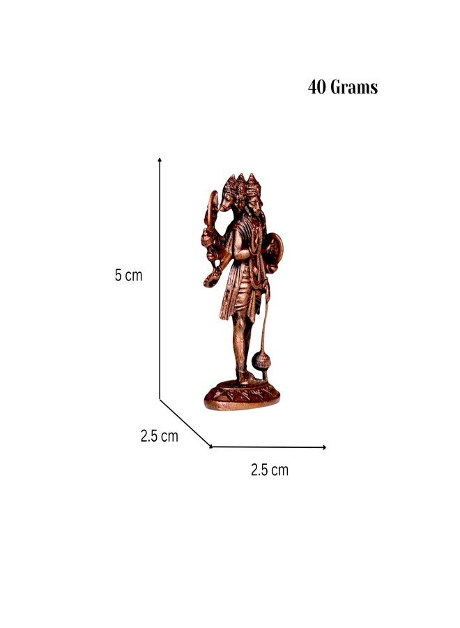RAISOM Pure Handmade Copper Mini Panchmukhi Hanuman Ji Idol | Platina Antique Finish | Ideal for Home Temple, Car Dashboard, Gifting, Housewarming & Home Decor | Height: 5 cm, Weight: 40 Grams - Image 2